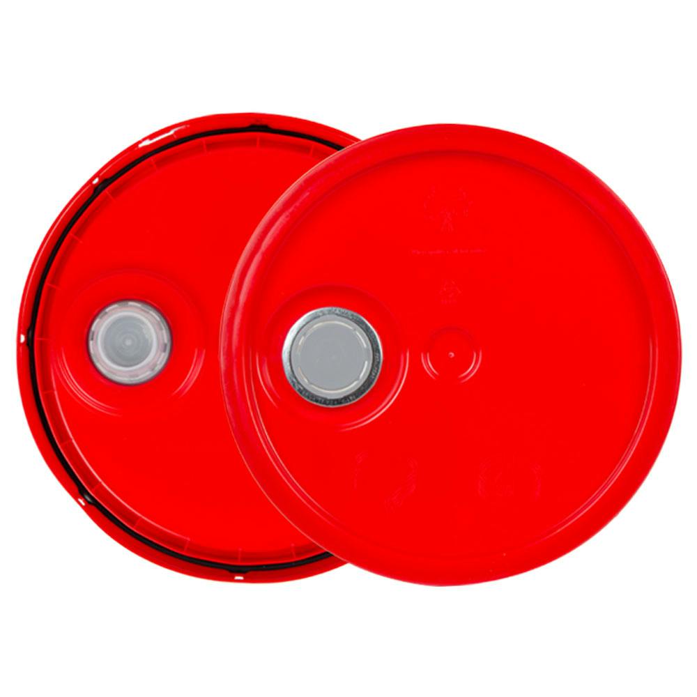 3-1/2 to 5-1/4 Gallon Red HDPE Economy Round Bucket Lid with Pour Spout