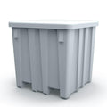 Metallic Silver Meese Bulk Container with Lid (800 lbs. Capacity) - 45" L x 45" W x 44-1/4" Hgt.