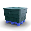 Metallic Silver Meese Sanitary Bulk Container with Lid (2000 lbs. Capacity) - 45" L x 50" W x 39" Hgt.