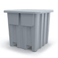 Metallic Silver Meese Bulk Container with Lid (1500 lbs. Capacity) - 47" L x 47" W x 44-1/4" Hgt.