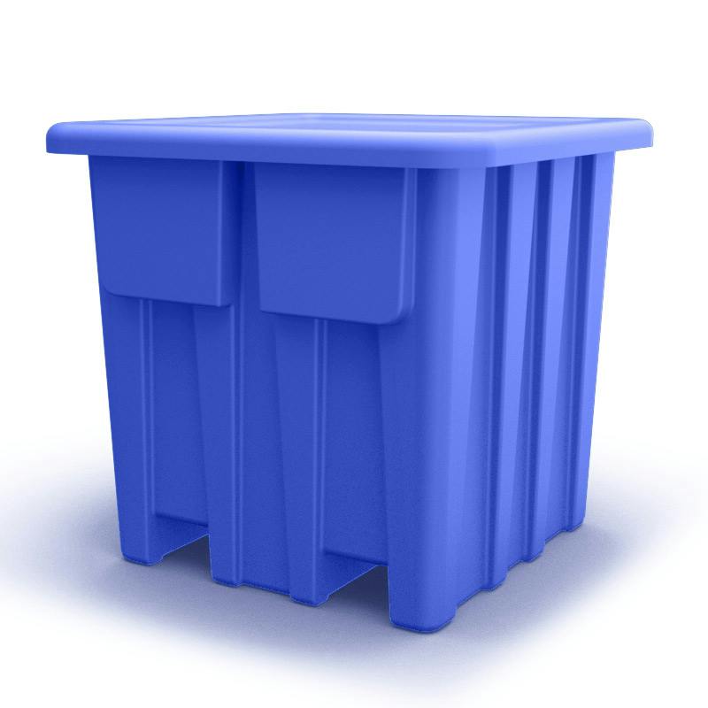 Royal Blue Meese Bulk Container with Lid (1500 lbs. Capacity) - 47" L x 47" W x 44-1/4" Hgt.
