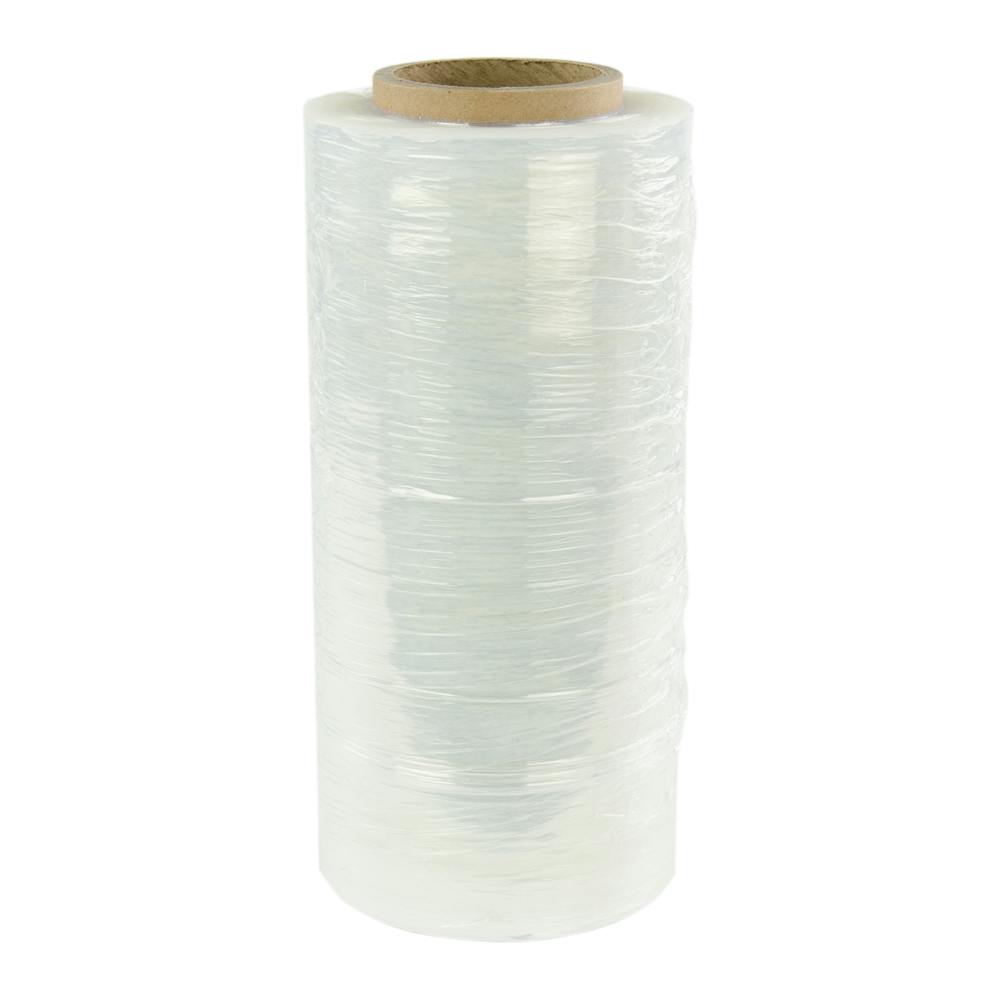 12" W x 1500' L x 90 Gauge Thick Clear LLDPE Hand Stretch Wrap - Case of 4