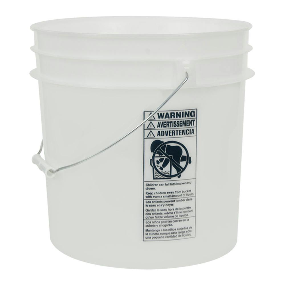 4-1/4 Gallon Natural HDPE Premium Round Bucket with Wire Bail Handle & Plastic Hand Grip (Lid sold separately)