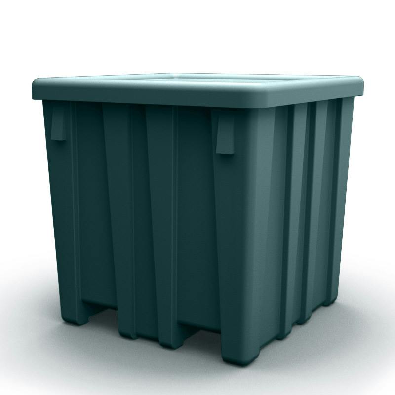 Forest Green Meese Bulk Container with Lid (800 lbs. Capacity) - 45" L x 45" W x 44-1/4" Hgt.