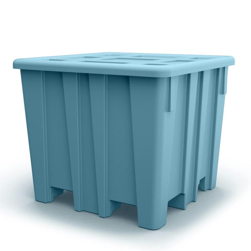 Cadet Blue Meese Bulk Container with Lid (1200 lbs. Capacity) - 47-1/2" L x 47-1/2" W x 40-1/4" Hgt.