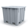 Metallic Silver Meese Bulk Container with Lid (1200 lbs. Capacity) - 47-1/2" L x 47-1/2" W x 40-1/4" Hgt.