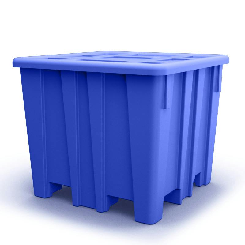 Royal Blue Meese Bulk Container with Lid (1200 lbs. Capacity) - 47-1/2" L x 47-1/2" W x 40-1/4" Hgt.