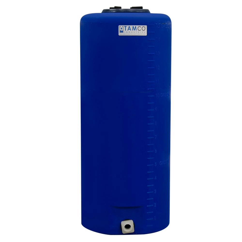 15 Gallon Tamco® Vertical Blue PE Tank with 5-1/2" Lid & 3/4" Fitting - 13" Dia. x 31" Hgt.