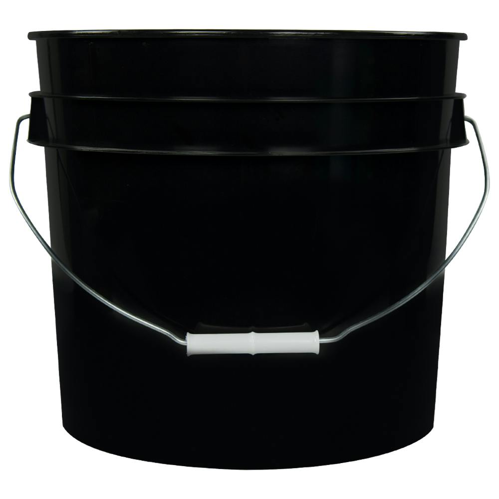 3-1/2 Gallon Black HDPE Economy Round Bucket with Wire Bail Handle & Plastic Hand Grip (Lid sold separately)
