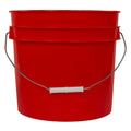 3-1/2 Gallon Red HDPE Economy Round Bucket with Wire Bail Handle & Plastic Hand Grip (Lid sold separately)