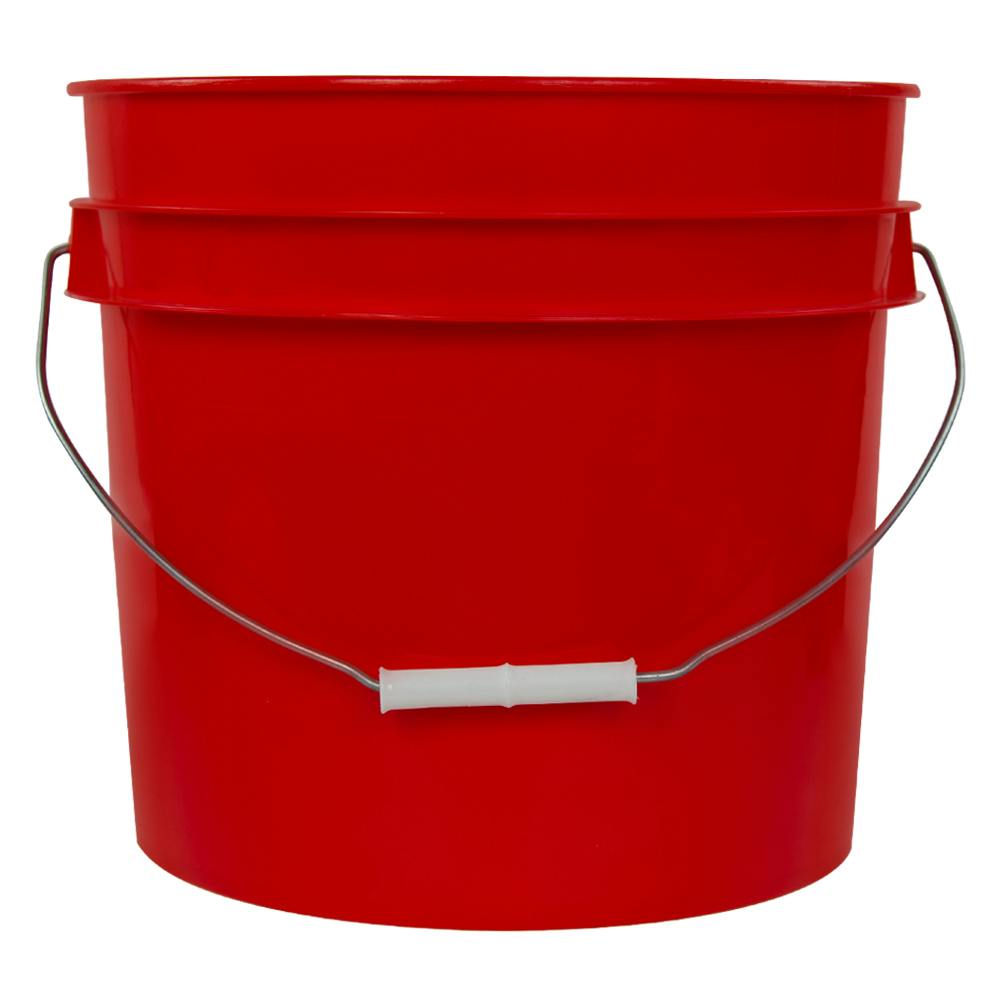 3-1/2 Gallon Red HDPE Economy Round Bucket with Wire Bail Handle & Plastic Hand Grip (Lid sold separately)