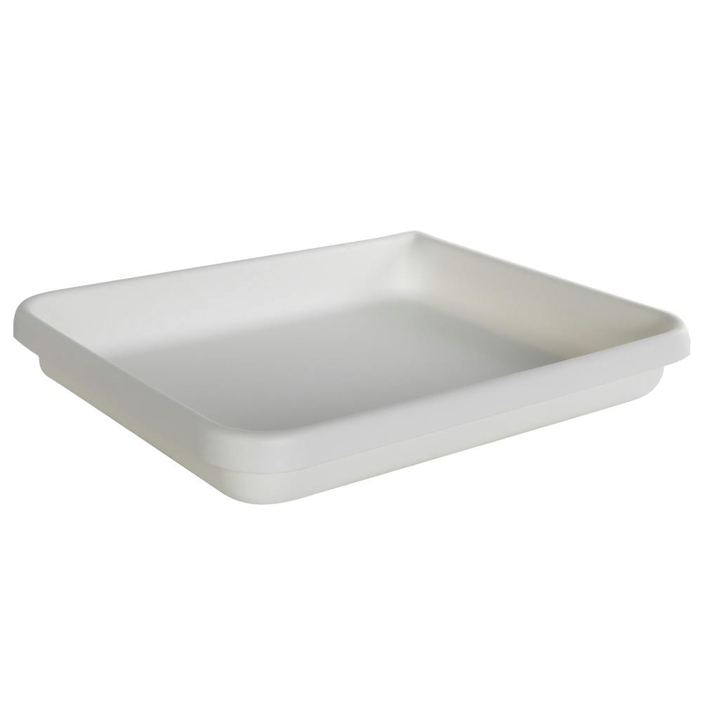 15-1/2" L x 13-1/2" W x 2-3/8" Hgt. White HDPE Developing Tray with Pour Spout