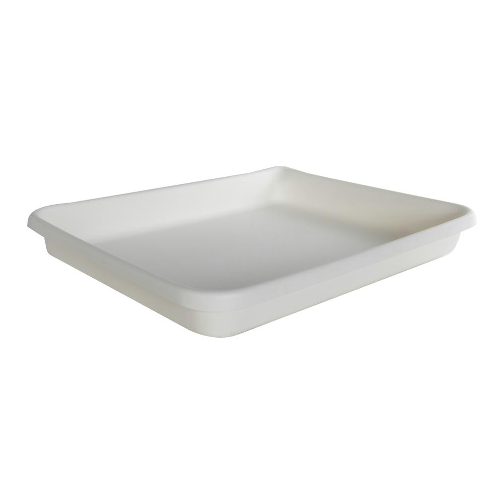 20-7/8" L x 17-7/8" W x 3" Hgt. White HDPE Developing Tray with Pour Spout