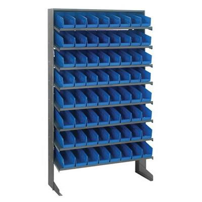 Economy Single-Sided Pick Rack Sloped Shelving Systems with 64 Blue Bins