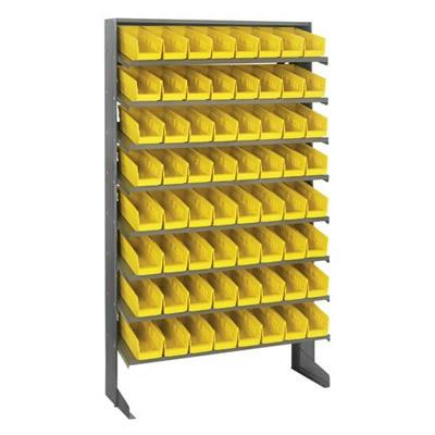Economy Single-Sided Pick Rack Sloped Shelving Systems with 64 Yellow Bins