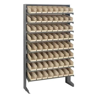 Economy Single-Sided Pick Rack Sloped Shelving Systems with 64 Ivory Bins