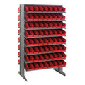 Economy Double-Sided Sloped Shelving System with 128 Red Bins