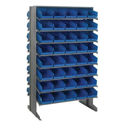 Economy Double-Sided Sloped Shelving System with 80 Blue Bins
