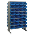 Economy Double-Sided Sloped Shelving System with 64 Blue Bins