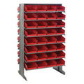 Economy Double-Sided Sloped Shelving System with 64 Red Bins