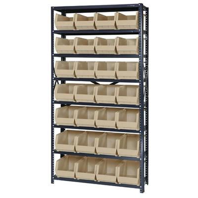 12" W x 36" L x 75" Hgt. Storage Unit w/8 Shelves & 28 Ivory Bins 14-3/4" L x 8-1/4" W x 7" Hgt.