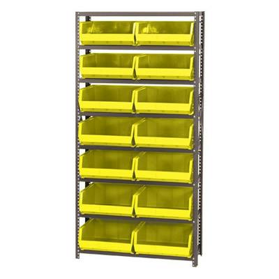 12" W x 36" L x 75" Hgt. Storage Unit w/8 Shelves & 14 Yellow Bins 14-3/4" L x 16-1/2" W x 7" Hgt.