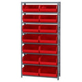 12" W x 36" L x 75" Hgt. Storage Unit w/8 Shelves & 14 Red Bins 14-3/4" L x 16-1/2" W x 7" Hgt.