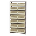 12" W x 36" L x 75" Hgt. Storage Unit w/8 Shelves & 14 Ivory Bins 14-3/4" L x 16-1/2" W x 7" Hgt.