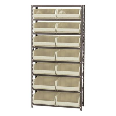 12" W x 36" L x 75" Hgt. Storage Unit w/8 Shelves & 14 Ivory Bins 14-3/4" L x 16-1/2" W x 7" Hgt.