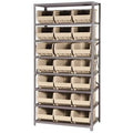 18" W x 36" L x 75" Hgt. Storage Unit w/8 Shelves & 21 Ivory Bins 16" L x 11" W x 8" Hgt.