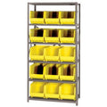 18" W x 36" L x 75" Hgt. Storage Unit w/6 Shelves & 15 Yellow Bins 18" L x 11" W x 10" Hgt.