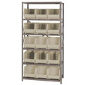 18" W x 36" L x 75" Hgt. Storage Unit w/6 Shelves & 15 Ivory Bins 18" L x 11" W x 10" Hgt.
