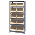 18" W x 36" L x 75" Hgt. Storage Unit w/6 Shelves & 10 Ivory Bins 18" L x 16-1/2" W x 11" Hgt.
