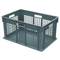 24" L x 16" W x 12" Hgt. Akro-Mils® Straight-Walled Gray Container w/Mesh Sides & Solid Base