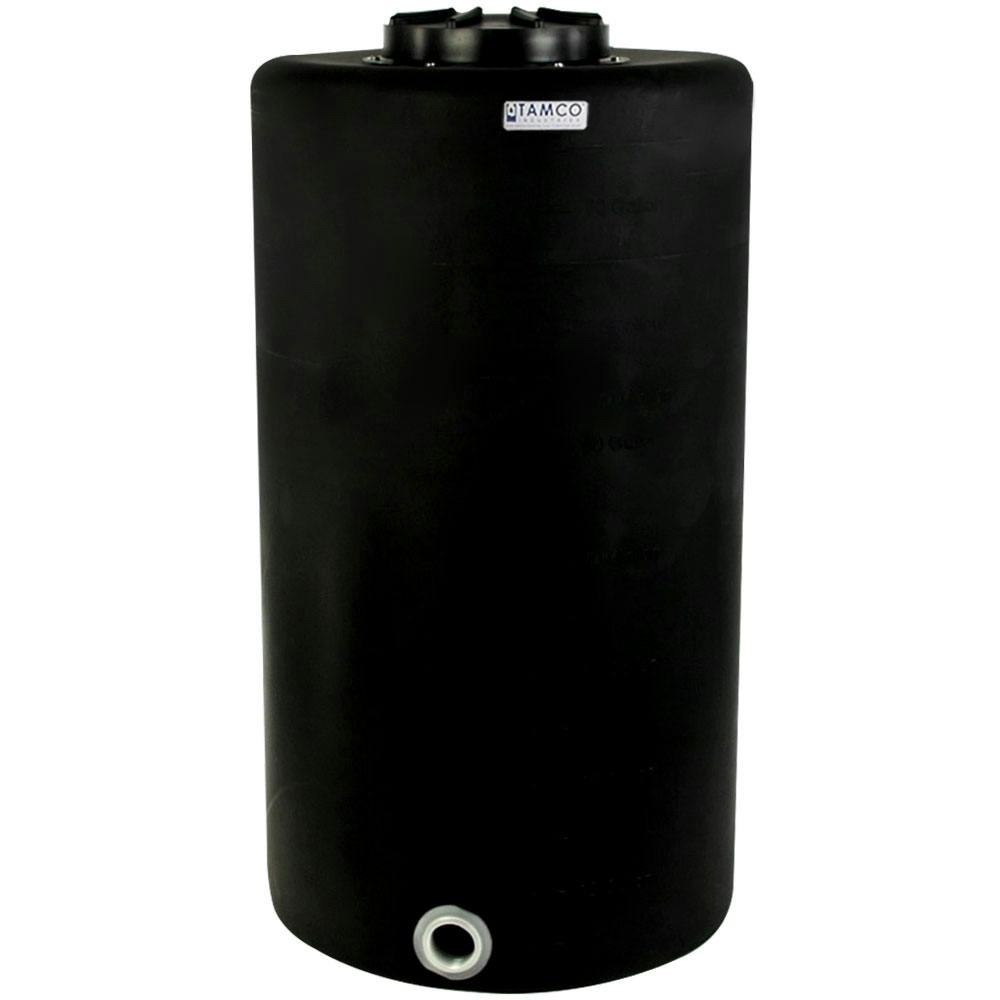 75 Gallon Tamco® Vertical Black PE Tank with 12-1/2" Lid & 2" Fitting - 24" Dia. x 44" Hgt.