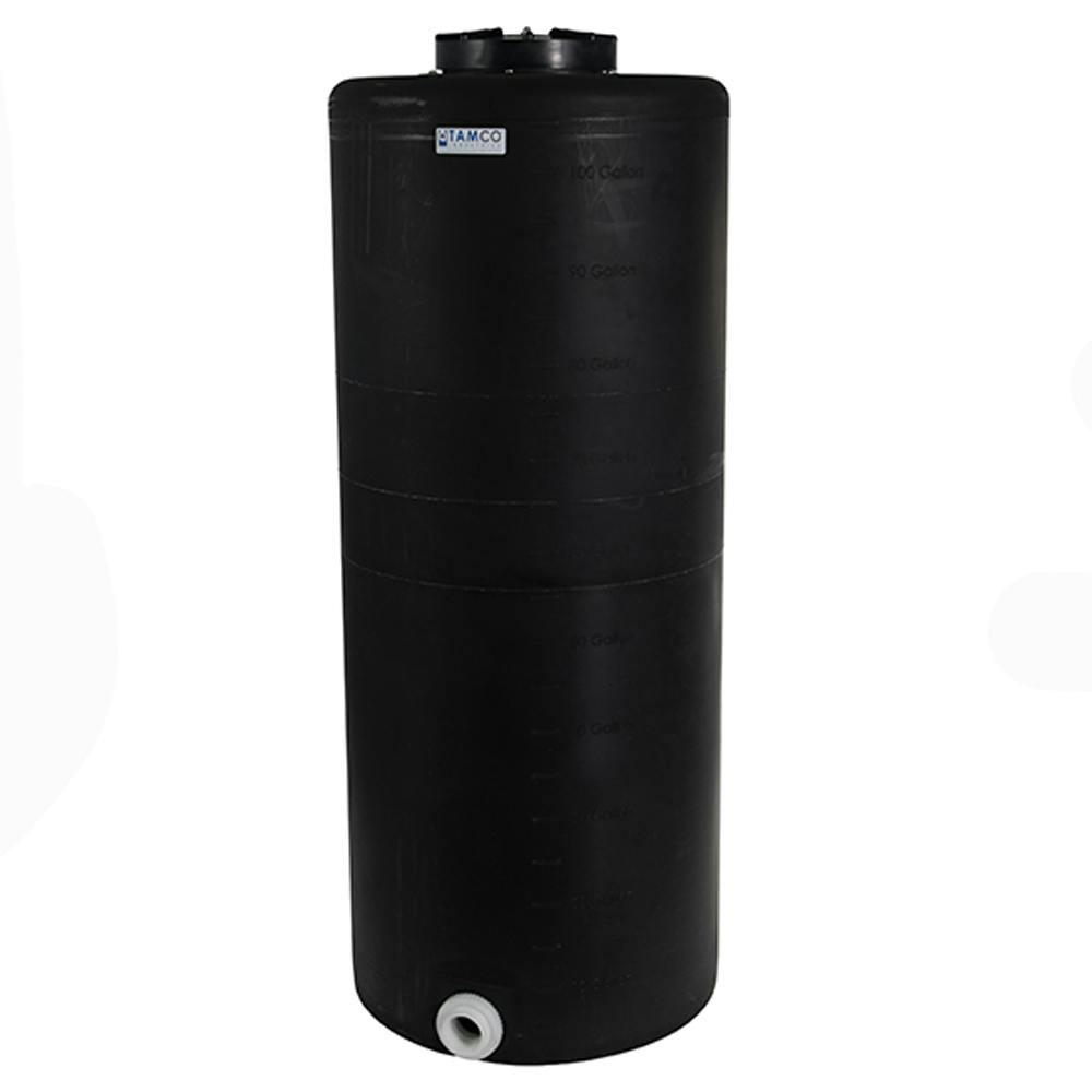 105 Gallon Tamco® Vertical Black PE Tank with 12-1/2" Lid & 2" Fitting - 24" Dia. x 60" Hgt.