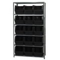 Magnum Bin Unit with 6 Shelves & 15 Black Bins 19-3/4" L x 12-3/8" W x 11-7/8" Hgt.