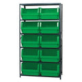 Magnum Bin Unit with 6 Shelves & 10 Green Bins 19-3/4" L x 18-3/8" W x 11-7/8" Hgt.