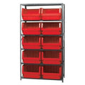 Magnum Bin Unit with 6 Shelves & 10 Red Bins 19-3/4" L x 18-3/8" W x 11-7/8" Hgt.
