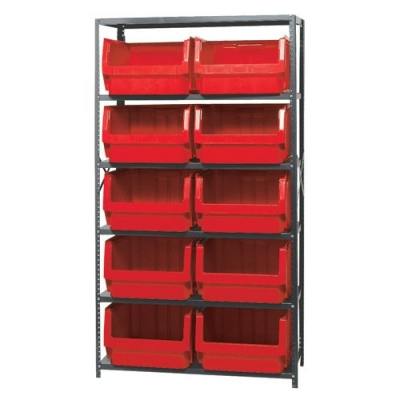 Magnum Bin Unit with 6 Shelves & 10 Red Bins 19-3/4" L x 18-3/8" W x 11-7/8" Hgt.