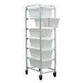 6-Tub White Rack Cart - 27" L x 19" W x 71" Hgt.