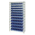 Shelf Bin System with 12 Shelves & 77 Blue Bins 17-7/8" L x 4-1/8" W x 4" Hgt.