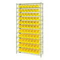Shelf Bin System with 12 Shelves & 77 Yellow Bins 17-7/8" L x 4-1/8" W x 4" Hgt.