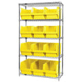 Bin System with 5 Shelves & 12 Yellow Bins 19-3/4" L x 12-3/8" W x 11-7/8" Hgt.