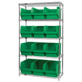 Bin System with 5 Shelves & 12 Green Bins 19-3/4" L x 12-3/8" W x 11-7/8" Hgt.