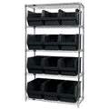 Bin System with 5 Shelves & 12 Black Bins 19-3/4" L x 12-3/8" W x 11-7/8" Hgt.