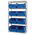 Bin System with 5 Shelves & 8 Blue Bins 19-3/4" L x 18-3/8" W x 11-7/8" Hgt.