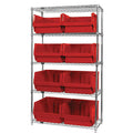Bin System with 5 Shelves & 8 Red Bins 19-3/4" L x 18-3/8" W x 11-7/8" Hgt.