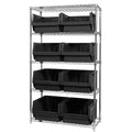 Bin System with 5 Shelves & 8 Black Bins 19-3/4" L x 18-3/8" W x 11-7/8" Hgt.