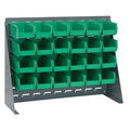 27" L x 8" W x 21" Hgt. Bench Rack with 24 - 5-3/8" L x 4-1/8" W x 3" Hgt. Green Bins